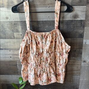 Universal Thread Brown Tan Smocked Ruffled Tank Top